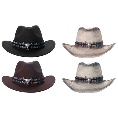 Chapeau Fedora classique de style western, en feutre, avec ceinture, idéal pour les activités de plein air et les cowboys - Boniskiss