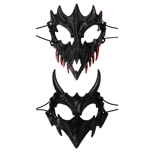 Boniskiss Dark Dragon & Yaksha Mask - Ghost Devil Mask for Halloween Carnival Venetian Masquerade