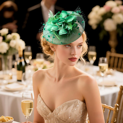 Boniskiss Vintage Tea Party Bridal Fascinator Veil Feather Headpiece Hat