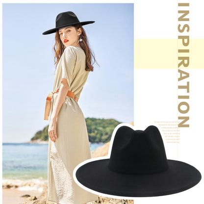 Black Western Style Fedora Cowboy Hat | Size L-XL - Boniskiss