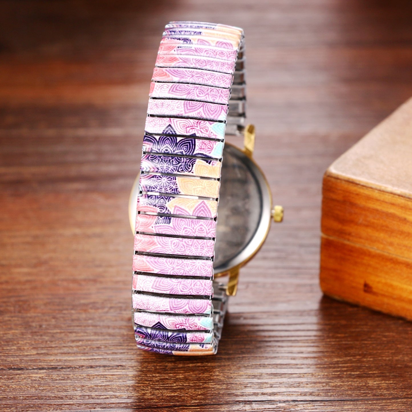 Boniskiss "Brahman" Women's Boho Printed Elastic Band Wrist Watch