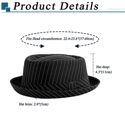 Classic Stripe Pork Pie Fedora Hat - Boniskiss