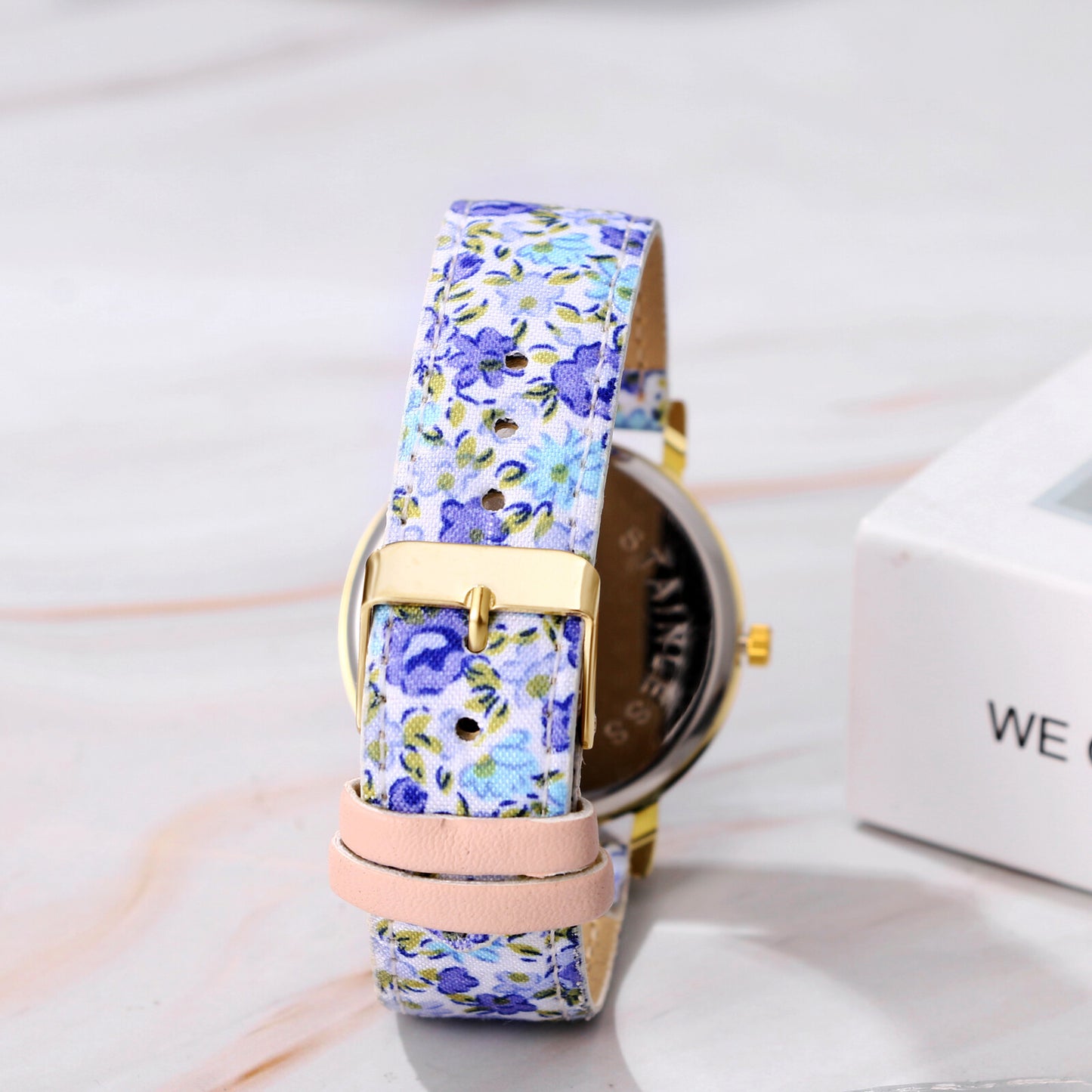 Boniskiss Boho Floral Printed Wrist Watch - Casual Adjustable Arabic Numeral Quartz Wrist Watch