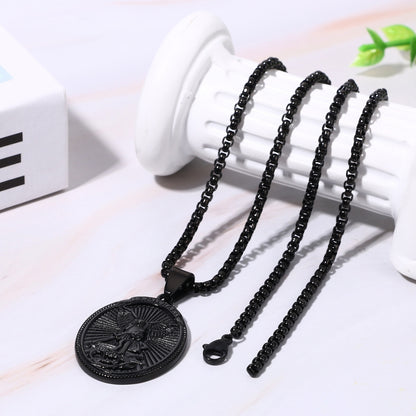Boniskiss Christian Shield Medal Necklace - Saint Michael Angel Religious Amulet Pendant Necklace for Men