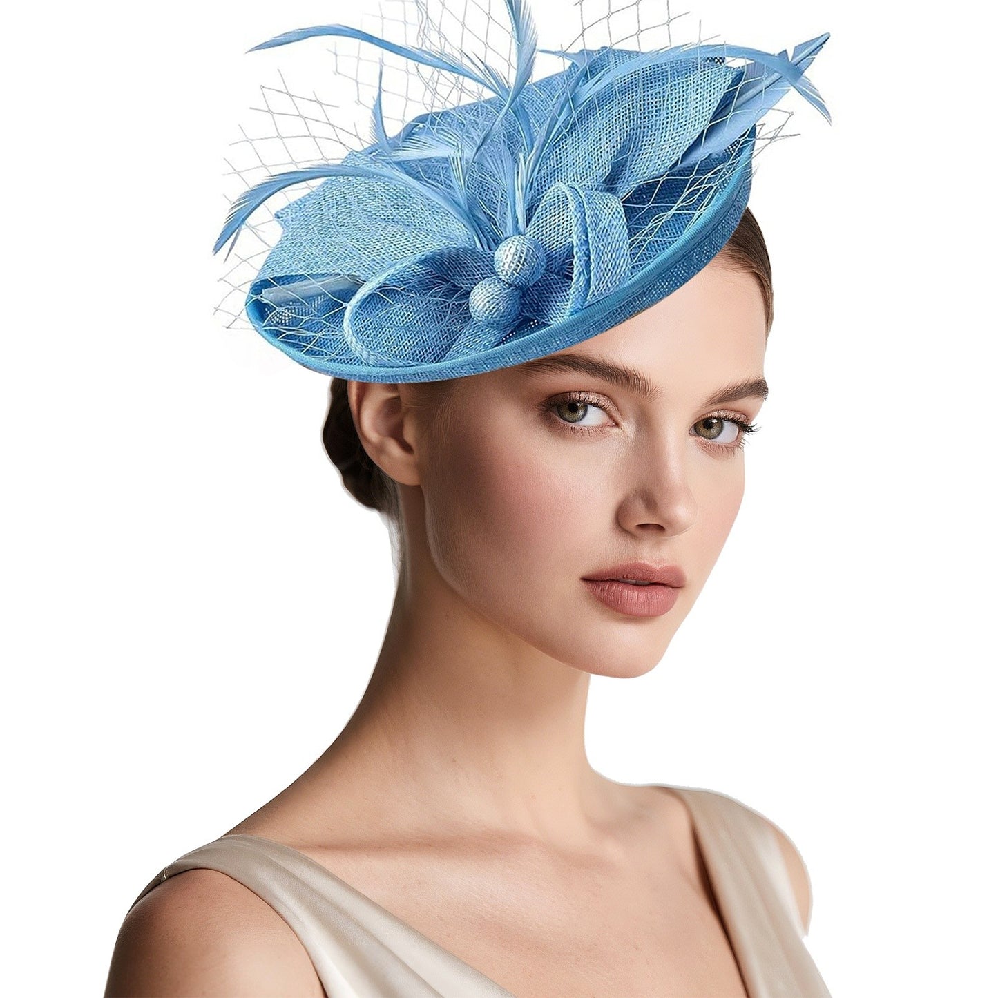 Boniskiss Elegant Veil Feather Fascinator Mini Top Hat
