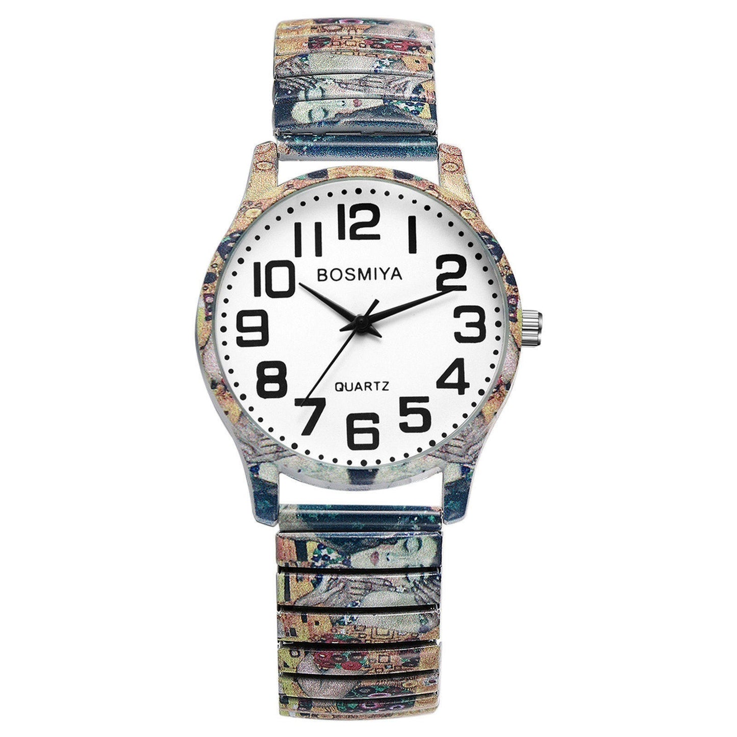 Boniskiss "The Kiss - Gustav Klimt " Women's Boho Printed Elastic Band Wrist Watch