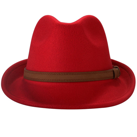 Chapeau Fedora classique en feutre, style Trilby Panama, à large bord et ruban de cuir - Boniskiss