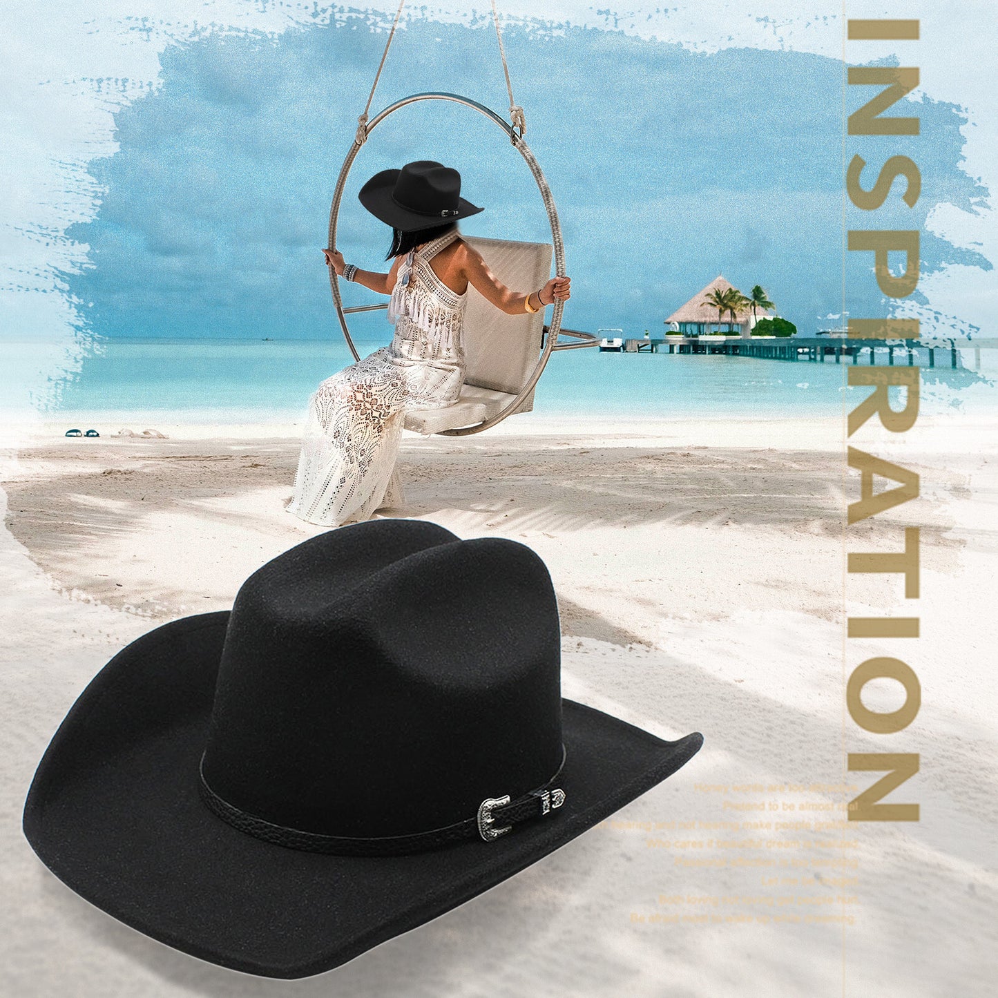 Chapeau Fedora classique de cow-boy/cowgirl avec ceinture - Boniskiss