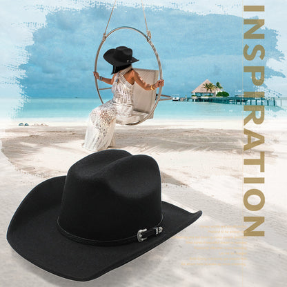 Chapeau Fedora classique de cow-boy/cowgirl avec ceinture - Boniskiss