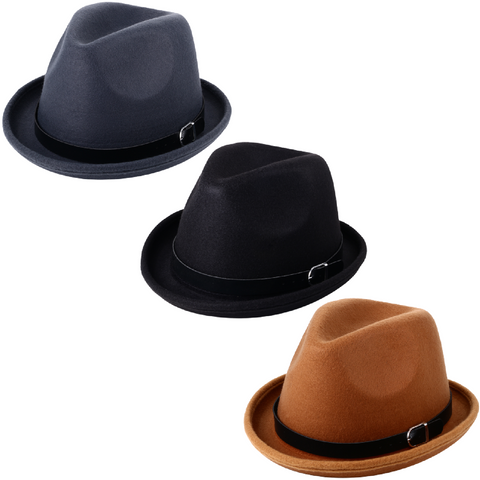 Boniskiss Classic Wide Brim Fedora Hat - Wool Felt Panama Pork Pie Jazz Hat for Men Women