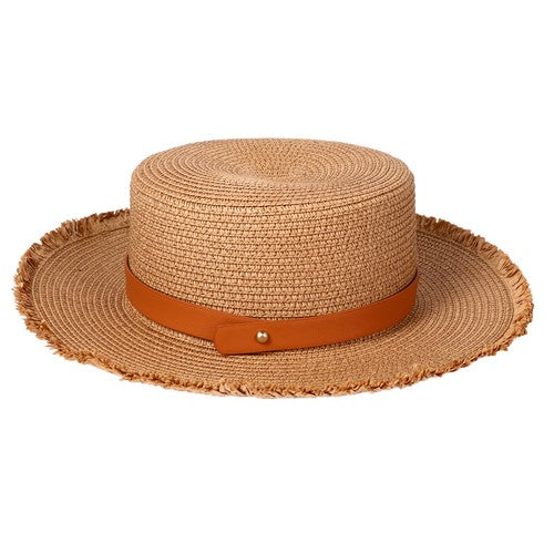 Raffia Brim Retro Belt Straw Hat - Boniskiss