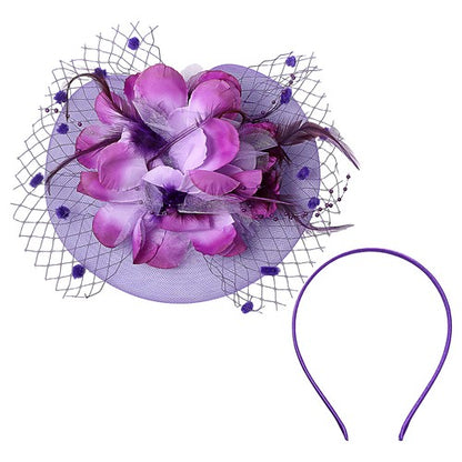 Boniskiss Vintage Tea Party Bridal Fascinator Veil Feather Headpiece Hat