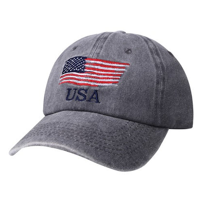 Washed American Flag Baseball Cap Retro Adjustable Cap Trucker Hat - Boniskiss