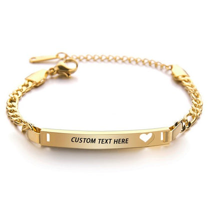 Personalized Love Heart Figaro Link Chain Bracelet - Boniskiss