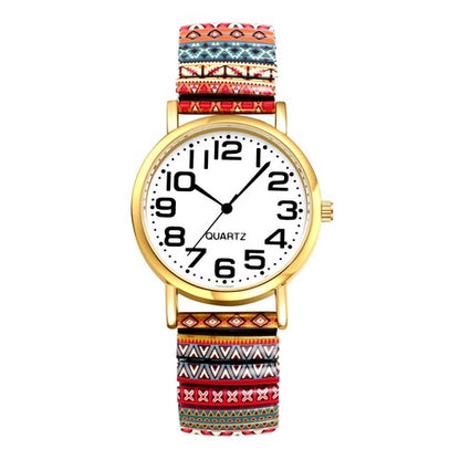 Boniskiss "Passion" Women's Boho Printed Elastic Band Wrist Watch