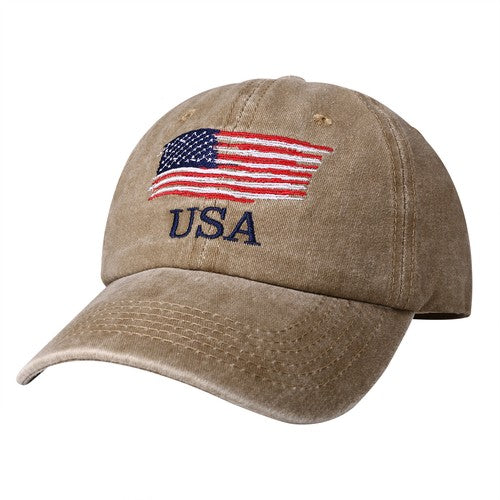 Washed American Flag Baseball Cap Retro Adjustable Cap Trucker Hat - Boniskiss