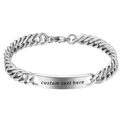 Custom Engraved Hip Hop Cuban Link Chain Stainless Steel Bracelet - Boniskiss