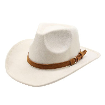 Chapeau de cowboy rétro western en laine à larges bords - Boniskiss
