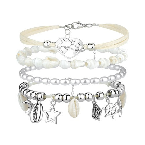 Boniskiss Bohemian Shell Anklets Set - Marine Life Anklets for Holiday Seaside Pool Party