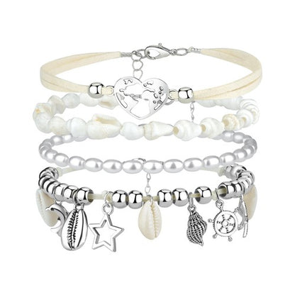 Boniskiss Bohemian Shell Anklets Set - Marine Life Anklets for Holiday Seaside Pool Party