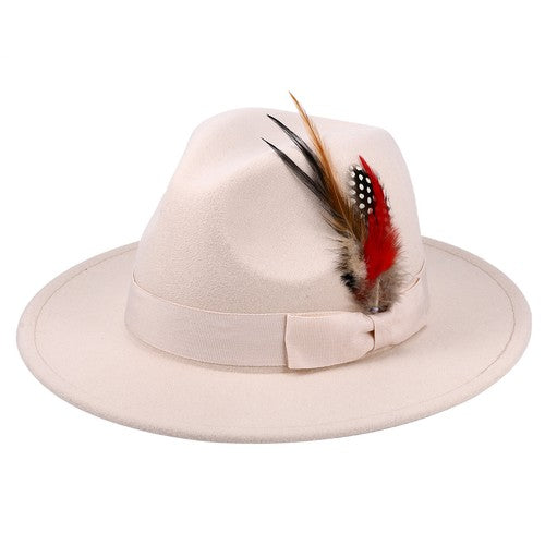 Classic Fedora Hat Short Brim Hat with Feather | Size M-L- Boniskiss