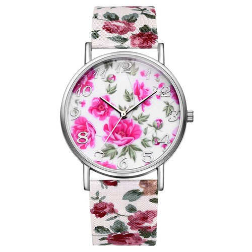 Boniskiss Boho Floral Printed Wrist Watch - Casual Adjustable Arabic Numeral Quartz Wrist Watch