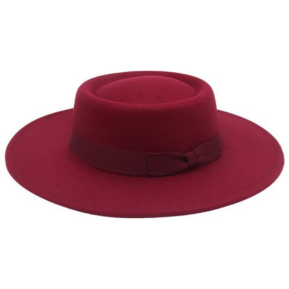 Chapeau Fedora classique en cachemire à large bord et nœud papillon - Boniskiss