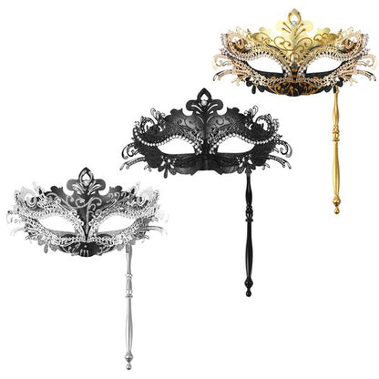 Boniskiss Women's Gorgeous Mask With Holding Stick - Venetian Masquerade Mask Mardi Gras Costumes