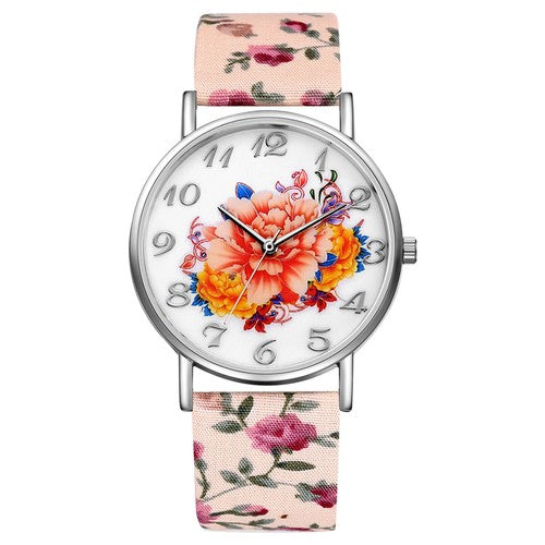 Boniskiss Boho Floral Printed Wrist Watch - Casual Adjustable Arabic Numeral Quartz Wrist Watch