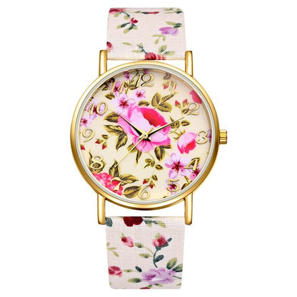 Boniskiss Boho Floral Printed Wrist Watch - Casual Adjustable Arabic Numeral Quartz Wrist Watch