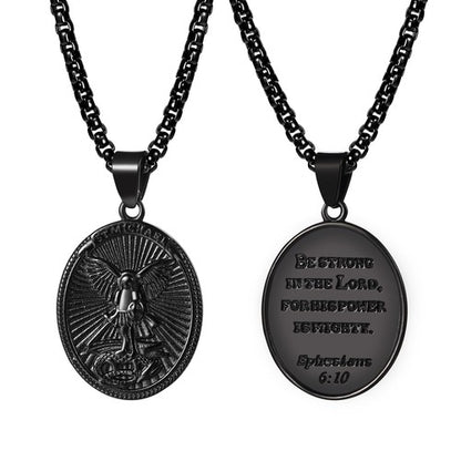 Boniskiss Christian Shield Medal Necklace - Saint Michael Angel Religious Amulet Pendant Necklace for Men