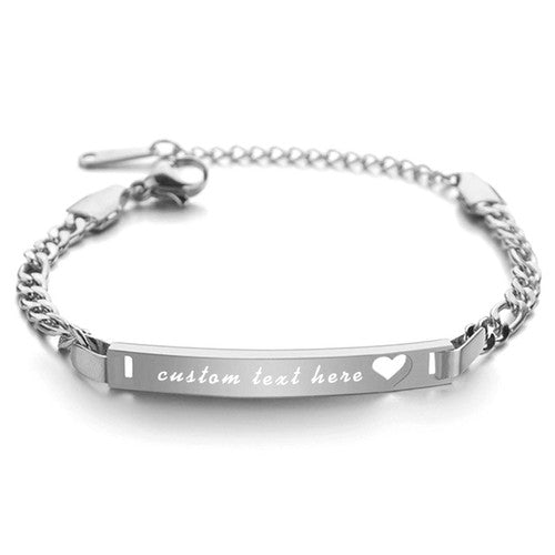 Personalized Love Heart Figaro Link Chain Bracelet - Boniskiss