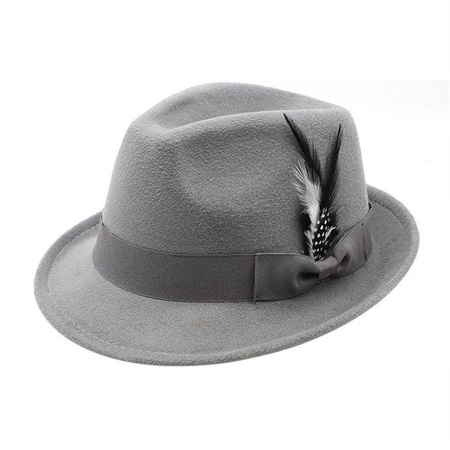 Classic Fedora Hat Short Brim Felt Feather Hat | Size M-L- Boniskiss