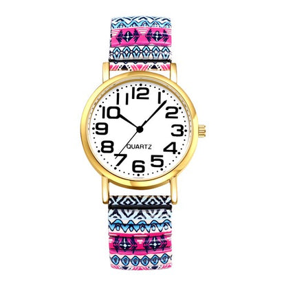 Boniskiss "Tale" Women's Boho Printed Elastic Band Wrist Watch