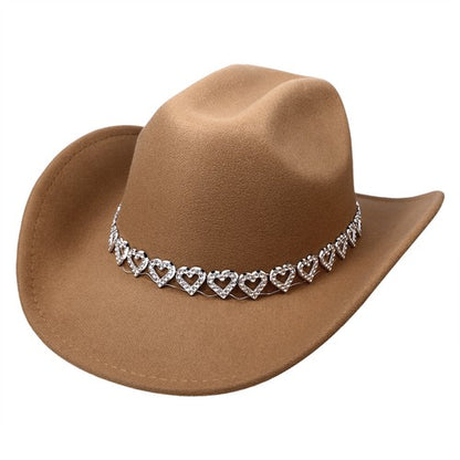 Retro Cowgirl Hat with Heart-Shaped Chain - Boniskiss