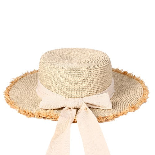 Panama Straw Hat with Bow Knot Ribbon - Boniskiss