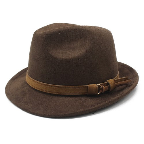 Classic Manhattan Felt Mafia Hat with Belt - Boniskiss