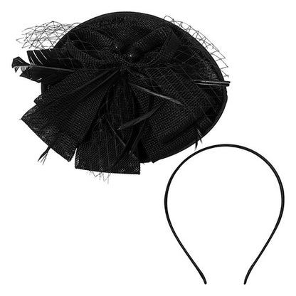 Boniskiss Elegant Veil Feather Fascinator Mini Top Hat