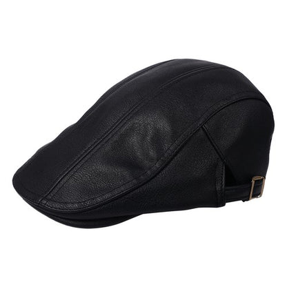 British Style Shelby PU Leather Newsboy Beret Cap - Boniskiss