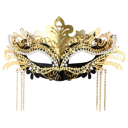 Boniskiss Women's Tassel Mask - Metal Rhinestones Venice Masks for Halloween Carnival Party Masquerade