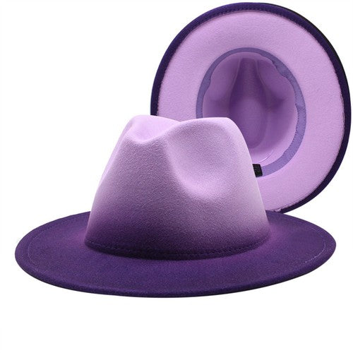 Two-Tone Gradient Panama Hat with Wide Brim - Boniskiss