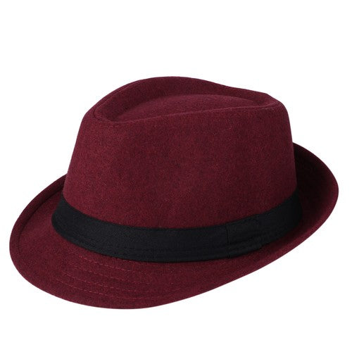 Red Classic Derby Style Short Brim Trilby Hat | Size L- Boniskiss