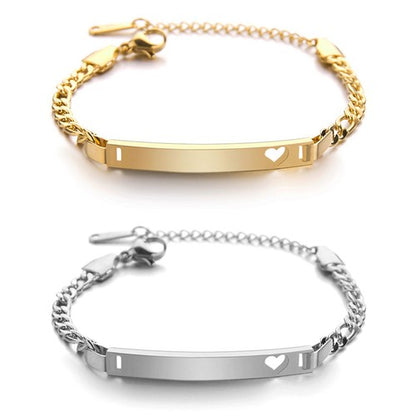 Personalized Love Heart Figaro Link Chain Bracelet - Boniskiss