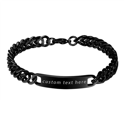 Custom Engraved Hip Hop Cuban Link Chain Stainless Steel Bracelet - Boniskiss