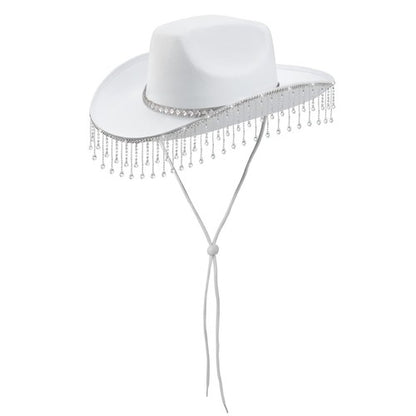 Chapeau de cowgirl disco western à franges et strass - Boniskiss