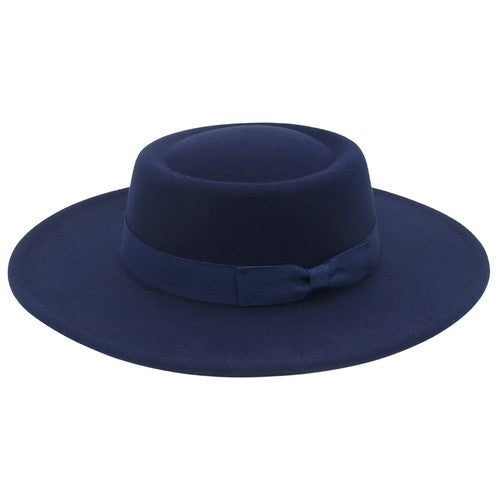 Chapeau Fedora classique en cachemire à large bord et nœud papillon - Boniskiss