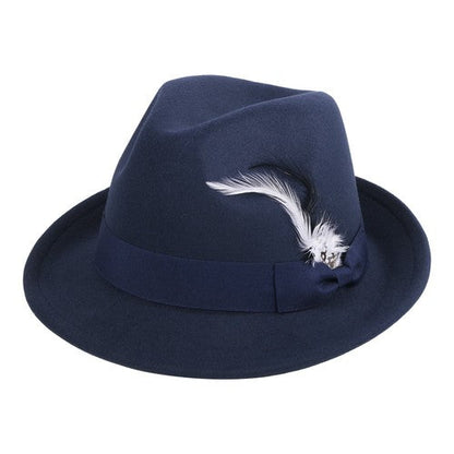 Classic Fedora Hat Short Brim Hat with Feather | Size M-L- Boniskiss