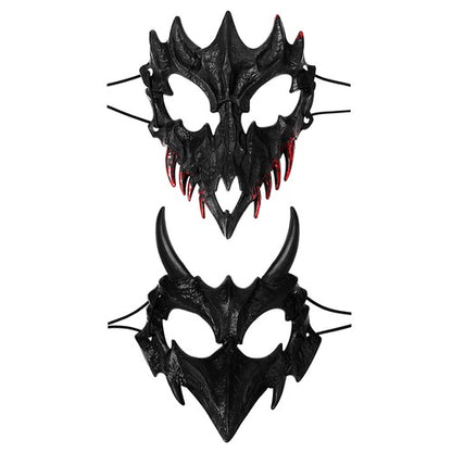 Boniskiss Dark Dragon & Yaksha Mask - Ghost Devil Mask for Halloween Carnival Venetian Masquerade