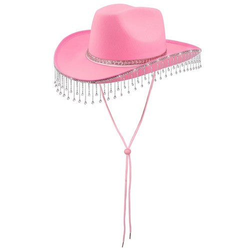 Chapeau de cowgirl disco western à franges et strass - Boniskiss