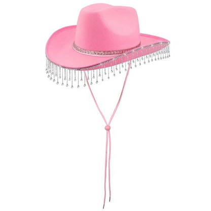 Chapeau de cowgirl disco western à franges et strass - Boniskiss